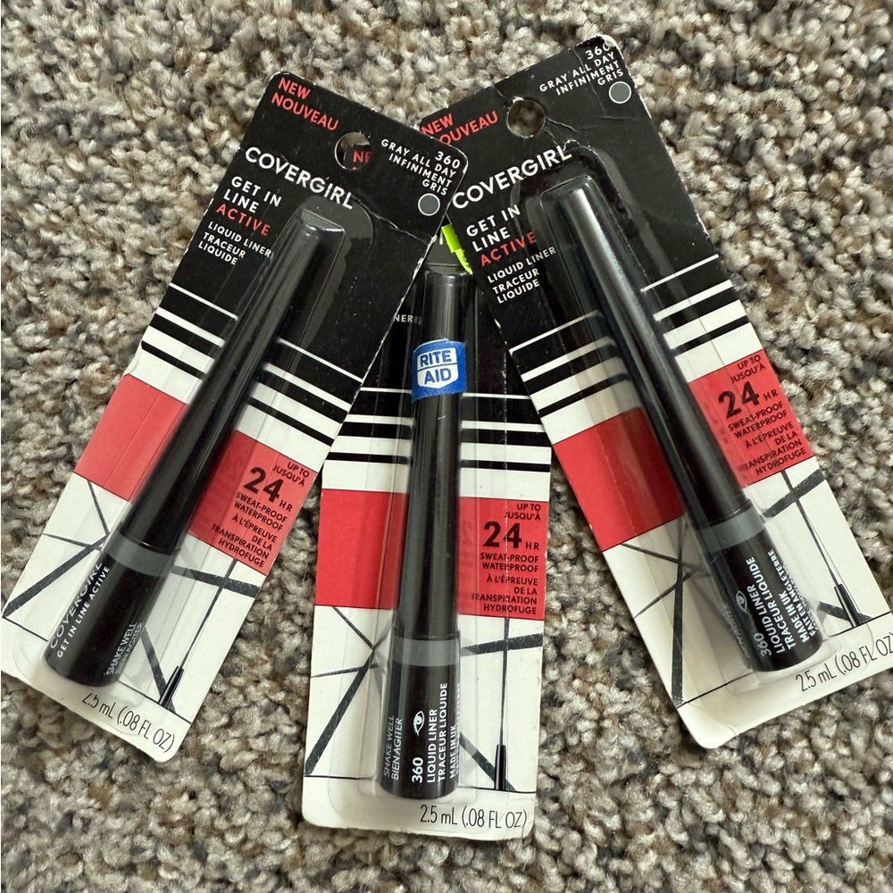 3 Covergirl Get in Line Active Eyeliner #360 Gray All Day Discontinued Makeup Lo